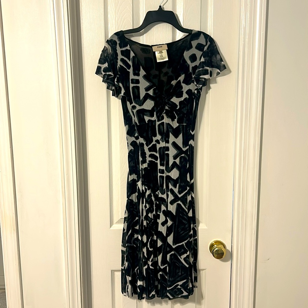 Fuzzi Jean Paul Gaultier Sheer Nylon Dress Size medium Lined Black
